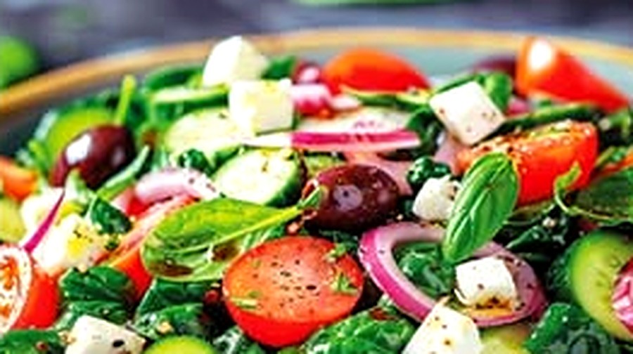 Salade grecque, feta et olives